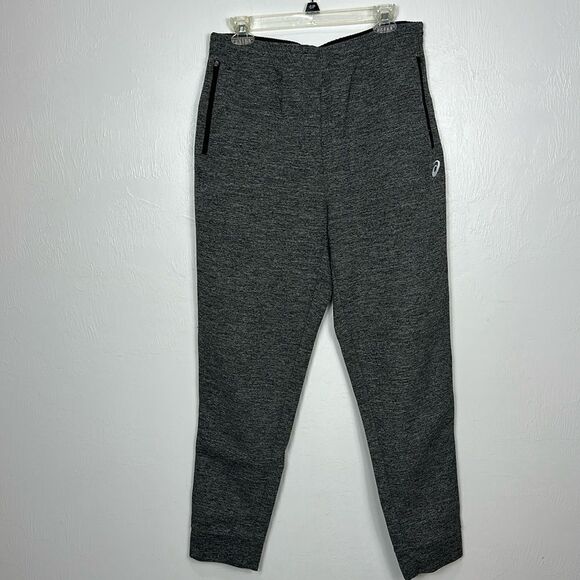ASICS Dark Grey Heather Elastic Waistband Sweatpants Joggers Size L - Picture 2 of 8
